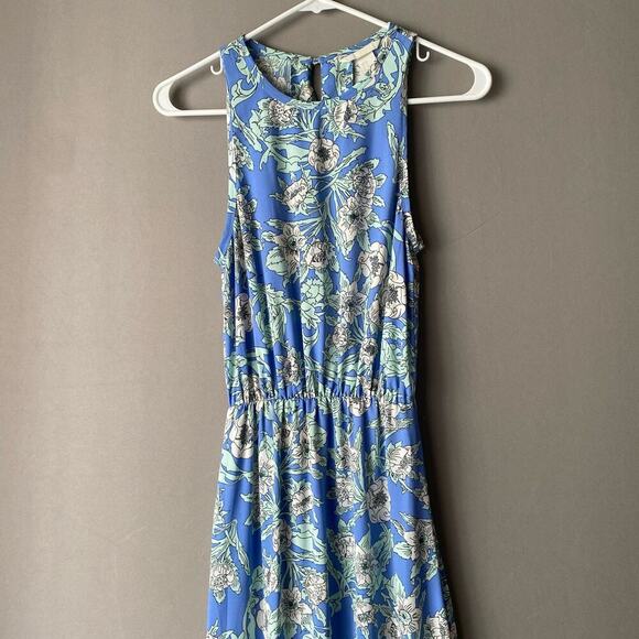 H&M sz 2 blue green halter floral boho maxi sundress‎ - Picture 2 of 10